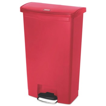 Rubbermaid Commercial 1883563 Slim Jim 4-Gallon Front Step Style Resin Step-On Container - Red