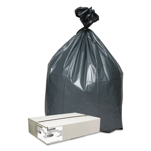 Trash Bags | Platinum Plus PLA3350 Can Liners, 33 Gal, 1.35 Mil, 33-in X 40-in, Gray, 50/carton image number 0