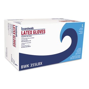 CLEANING GLOVES | Boardwalk BWK355LCT General Purpose 4-2/5 Mil Powdered Latex Gloves - Large, Natural (1000/Carton)