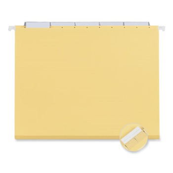 Universal UNV14119EE Deluxe Bright Color Letter Size 1/5-Cut Tab Hanging File Folders - Yellow (25/Box)