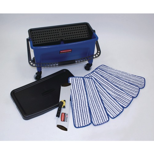 Pails | Rubbermaid Commercial FGQ050000000 27 Gallon Microfiber Floor Finishing System (Blue/Black/White) image number 0