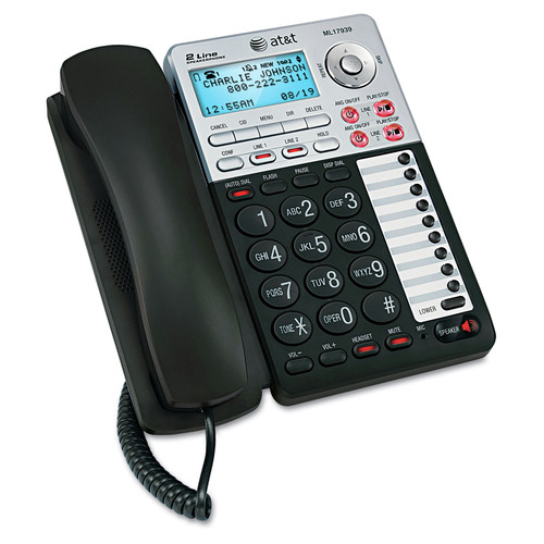 Office Phones & Accessories | AT&T ML17939 Two Line Corded Speakerphone with Caller ID and Digital Answering System - Black image number 0