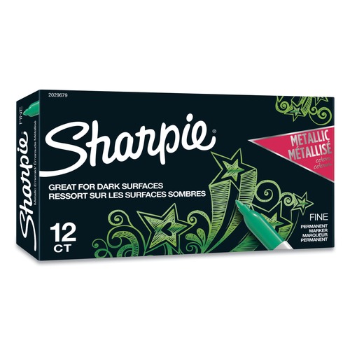 New Arrivals | Sharpie 2029679 Fine Point Green Ink Metallic Permanent Markers (1 Dozen) image number 0