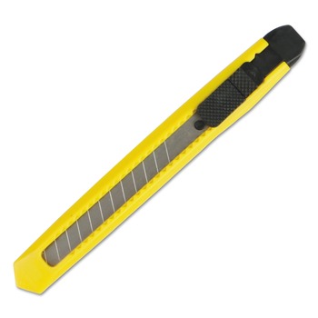 Boardwalk BWKUKNIFE75 Straight-Edged Snap-Off Blade Retractable Knife - Yellow