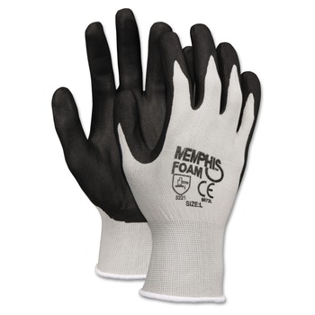 WORK GLOVES | MCR Safety 9673L Economy Foam Nitrile Gloves - Large, Gray/Black (12 Pairs)