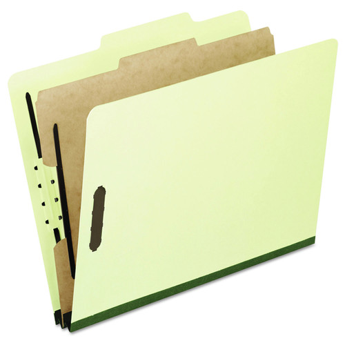 Pendaflex 2157G 1-Divider Embedded Fastener Legal 4-, 6-, and 8-Section Pressboard Classification Folders - Light Green (10/Box) image number 0