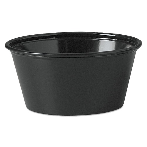 Dart P325BLK 3.25 oz. Polystyrene Soufflé Cups - Black (10 Bags/Carton, 250/Bag) image number 0