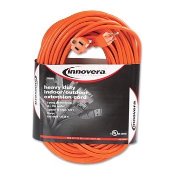 Innovera IVR72200 120V 10 Amp 100 ft. Corded Indoor/Outdoor Extension Cord - Orange