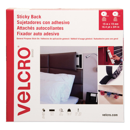 Velcro VEL-30631-GLO 0.75 in. x 49 ft. Sticky-Back Fasteners, Removable Adhesive - Black (1 Roll) image number 0