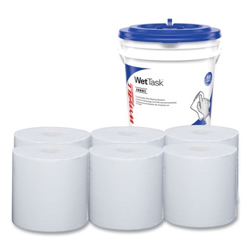 PRODUCTS | WypAll 06001 12 in. x 6 in. Power Clean Wipers for WetTask Customizable Wet Wiping System with 1 Bucket - Unscented (300/Carton)