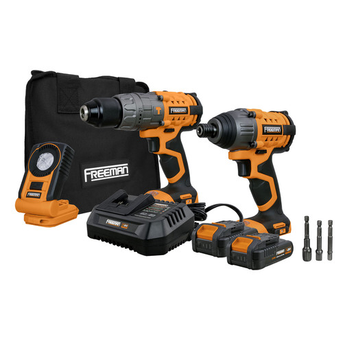 Freeman PECCKT 20V Lithium-Ion Cordless 2-Tool and LED Light Combo Kit (2 Ah) image number 0