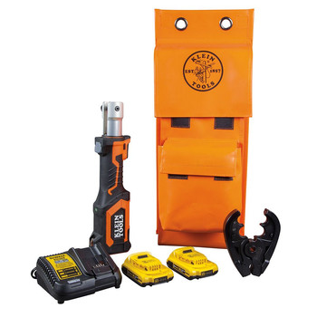 Klein Tools BAT207T23 20V Brushed Lithium-Ion Cordless Crimper Kit with 0plus Die Head and 2 Batteries (2 Ah)