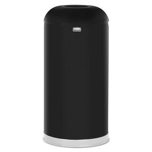 Waste Cans | Rubbermaid Commercial FGR32EGLBK 15 gal. Round Top Open Top Steel Waste Receptacle - Black image number 0