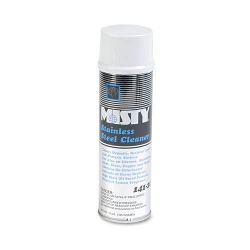 Cleaning & Janitorial Supplies | Misty 1001541 15 oz. Aerosol Stainless Steel Cleaner and Polish - Lemon (12/Carton) image number 0