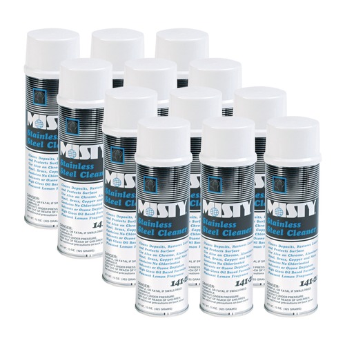 Cleaning & Janitorial Supplies | Misty 1001541 15 oz. Aerosol Stainless Steel Cleaner and Polish - Lemon (12/Carton) image number 0