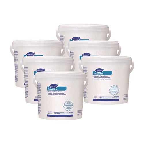Paper Towels and Napkins | Diversey Care 5768748 EasyWipe 24.88 in. x 8.63 in. Disposable Wiping System - White (125 Wipes/Bucket/6 Buckets/Carton) image number 0
