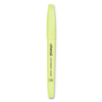 Universal UNV08851 Chisel Tip Pocket Highlighters - Fluorescent Yellow (1 Dozen)