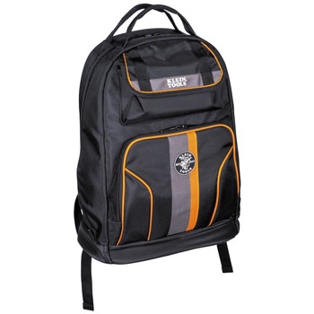Klein Tools 55475 Tradesman Pro 17.5 in. 35-Pocket Tool Bag Backpack - Black/Orange