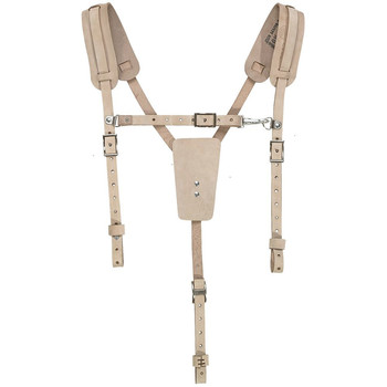SAFETY HARNESSES | Klein Tools 5413 Soft Leather Work Belt Suspenders - One Size, Light Brown