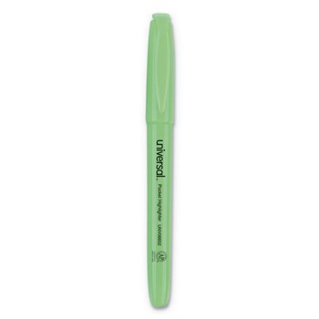 Universal UNV08852 Chisel Tip Pocket Highlighters - Fluorescent Green (1 Dozen)