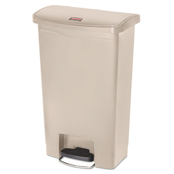 Rubbermaid Commercial 1883458 Slim Jim Resin Step-On Container, Front Step Style, 13 Gal, Beige