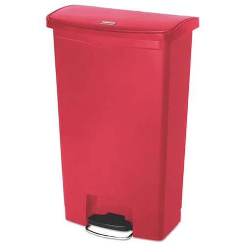 Waste Cans | Rubbermaid Commercial 1883568 Slim Jim 18-Gallon Front Step Style Resin Step-On Container - Red image number 0