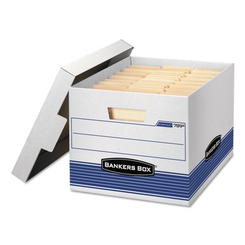 BOXES AND BINS | Bankers Box 0078907 STOR/FILE Medium-Duty 12.75 in. x 16.5 in. x 10.5 in. Letter/Legal Storage Boxes - White/Blue (4/Carton)