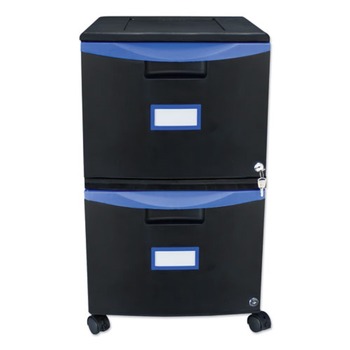 Storex 61314U01C 14.75 in. x 18.25 in. x 26 in. Two Drawer Mobile Filing Cabinet - Black/Blue