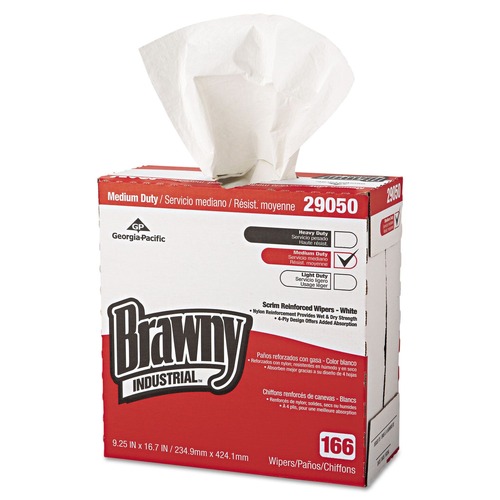 Cleaning & Janitorial Supplies | Georgia-Pacific 29050/03 9-1/4 in. x 16-11/16 in. Scrim Reinforced Wipers - White (166/Box 5 Boxes/Carton) image number 0