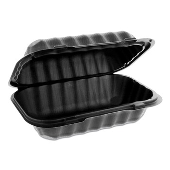 Pactiv Corp. YCNB809610000 EarthChoice 9 in. x 6 in. x 3.25 in. Microwaveable Hinged Lid Containers- Black (270/Carton)