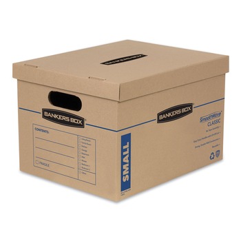 Bankers Box 7714209 15 in. x 12 in. x 10 in. SmoothMove Classic Moving/Storage Boxes - Small,Brown Kraft/Blue (15/Carton)
