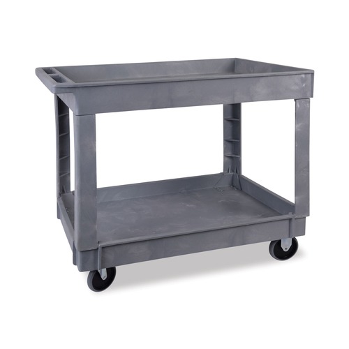 Carts | Boardwalk 3485207 Two-Shelf 24 in. x 40 in. Plastic Resin Utility Cart - Gray image number 0