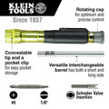 Klein Tools 32613 Precision HVAC 3-in-1 Pocket Multi-Bit Screwdriver with Phillips, Slotted and Schrader Bits image number 6