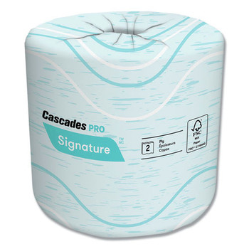 Cascades PRO B625 Signature 2-Ply 4 in. x 4 in. Standard Toilet Paper - White (48 Rolls/Carton, 400 Sheets/Roll)