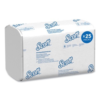 Scott 01980 Pro 9.4 in. x 12.4 in. Scottfold Paper Towels - White (175-Piece/Pack, 25 Packs/Carton)