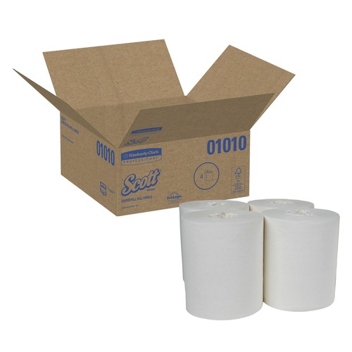 Cleaning & Janitorial Supplies | Scott 1010 Essential 2-Ply 8 in. x 15 in. Center-Pull Paper Towels - White (500-Piece/Roll, 4 Rolls/Carton) image number 0