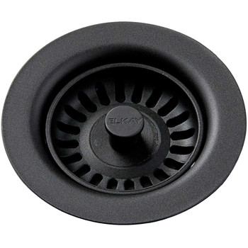 Elkay LKQS35BK Polymer Drain Fitting with Removable Basket Strainer and Rubber Stopper (Black)