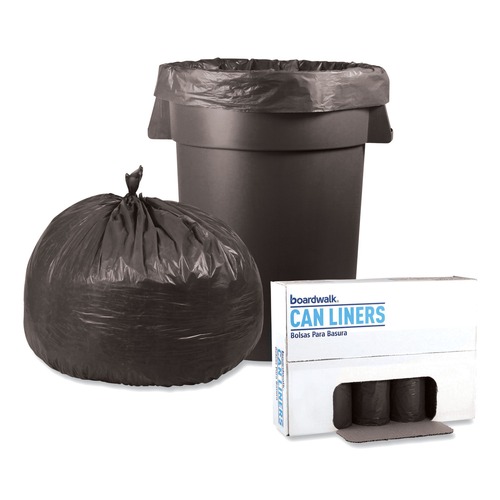 Boardwalk H7658SGKR01 Extra-Extra-Heavy Can Liner, 38x58, 60gal, 1.1 Mil, Gray (25 Bag/Roll, 4 Roll/Carton) image number 0