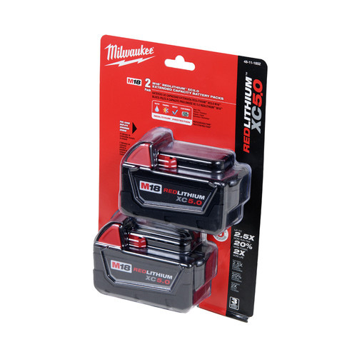 Milwaukee 48-11-1852 M18 REDLITHIUM XC 5 Ah Lithium-Ion Extended Capacity Battery (2-Pack) image number 0