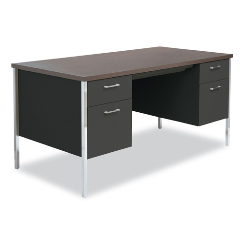 New Arrivals | Alera ALESD6030BM 2-Pedestal 60 in. x 30 in. x 29.5 in. Steel Desk - Mocha/Black image number 0