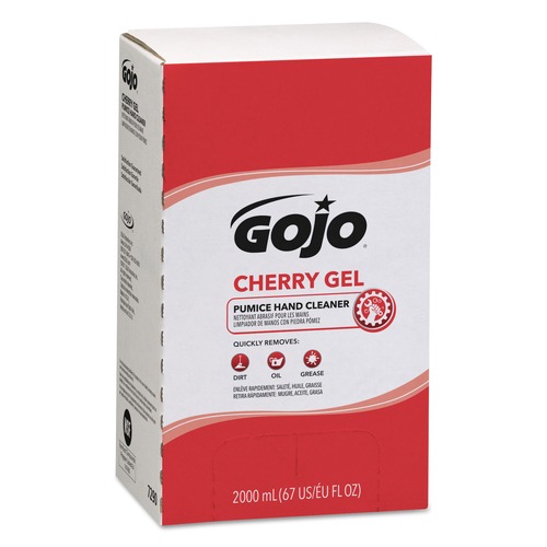 Cleaning & Janitorial Supplies | GOJO Industries 7290-04 Cherry Gel Pumice Hand Cleaner, 2000 mL Refill (4/Carton) image number 0
