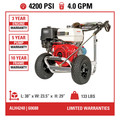 Simpson 60688 Aluminum 4200 PSI 4.0 GPM Professional Gas Pressure Washer with CAT Triplex Pump image number 11