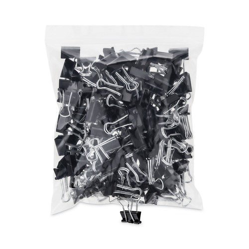 New Arrivals | Universal UNV10200VP Binder Clips in Zip-Seal Bag - Small, Black/Silver (144/Pack) image number 0