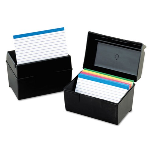 Friends and Family Sale - Save up to $60 off | Oxford 01461 Plastic Index Card File, 400 Capacity, 6 1/2w X 4 7/8d, Black image number 0