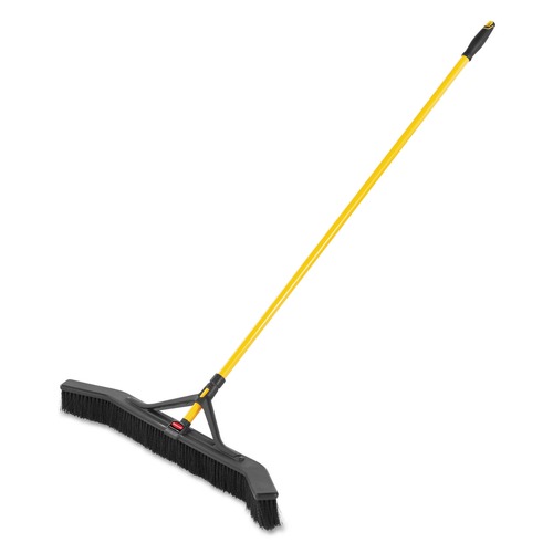 Rubbermaid Commercial 2018728 36 in. Polypropylene Bristles, Maximizer Push-to-Center Broom - Yellow/Black image number 0