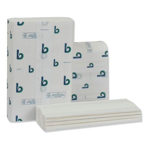 Memorial Day Sale | Boardwalk BWK6204 1-Ply 9 in. x 9.5 in. Structured Multifold Towels - White (16 Packs/Carton, 250/Pack) image number 0