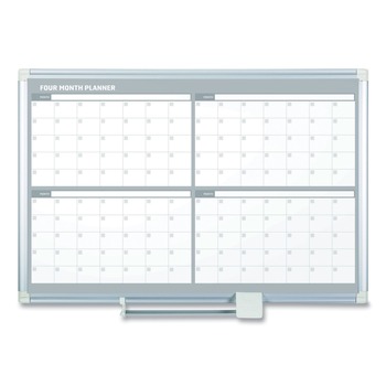 MasterVision GA05105830 48 in. x 36 in. 4-Month Planner - White/Silver