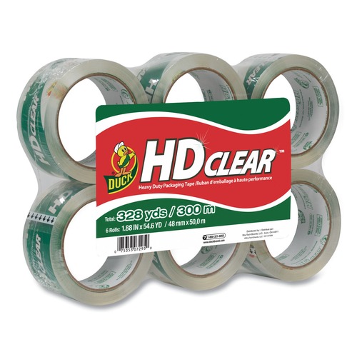 $99 and Under Sale | Duck 287084 3 in. Core, 1.88 in. x 55 yds. Heavy-Duty Carton Packaging Tape - Clear (6/Pack) image number 0