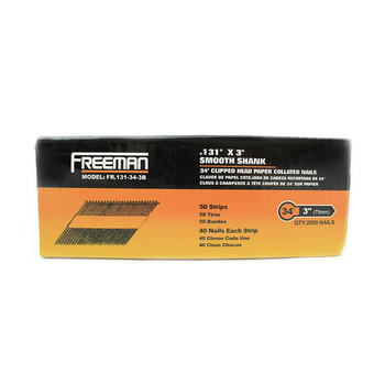 Freeman FR.131-34-3B Freeman 3in. Clipped Head Paper Tape Collated Brite Finish Framing Nails