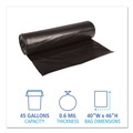 Trash Bags | Boardwalk H8046HKKR01 Low-Density 45 Gallon 0.6 mil 40 in. x 46 in. Waste Can Liners - Black (100/Carton) image number 3